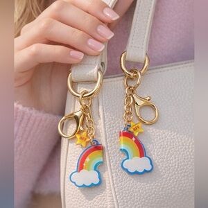 Target BFF Rainbow Cloud Keychain Set of 2 Gold Tone NWT NIB